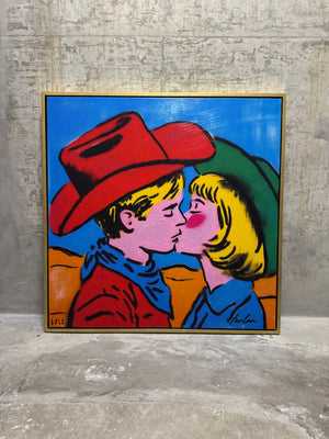 Young Western Kiss | One-off Artwork With Acrylic Paint (38" x 38")