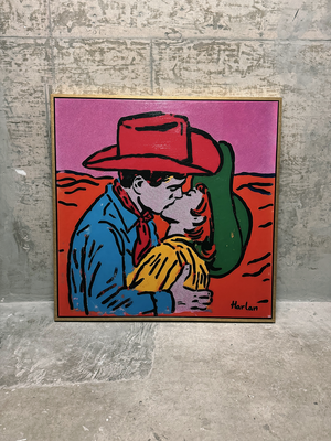 A Western Kiss | One-off Artwork With Acrylic Paint (38" x 38")