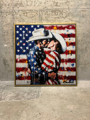 American Kiss | Acrylic Painting (38" x 38")